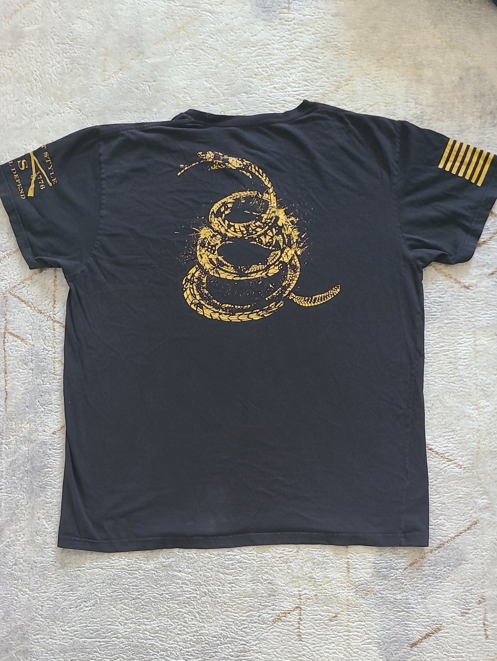 Grunt Style Mens XXXL Gadsden Snake Graphic T-Shirt Black Yellow Patriotic 3XL